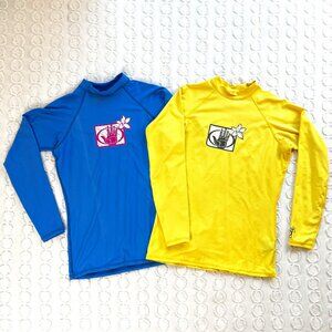 Body Glove Rash Guard Women's XL Bundle Blue Yellow Beach Surf Swim Vacation